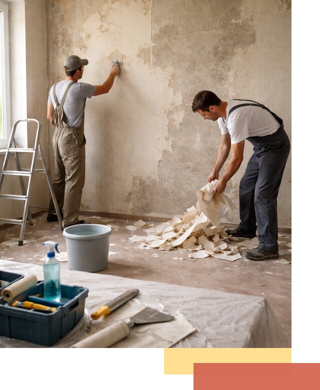 Снятие старых обоев в Мценске быстро и качественно