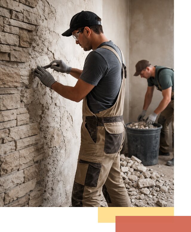 Демонтаж декоративного камня в Мценске профессионально и безопасно