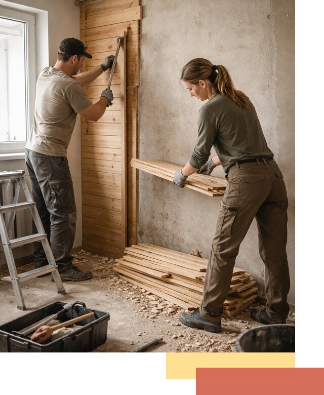 Демонтаж вагонки со стен в Мценске — профессиональный демонтаж