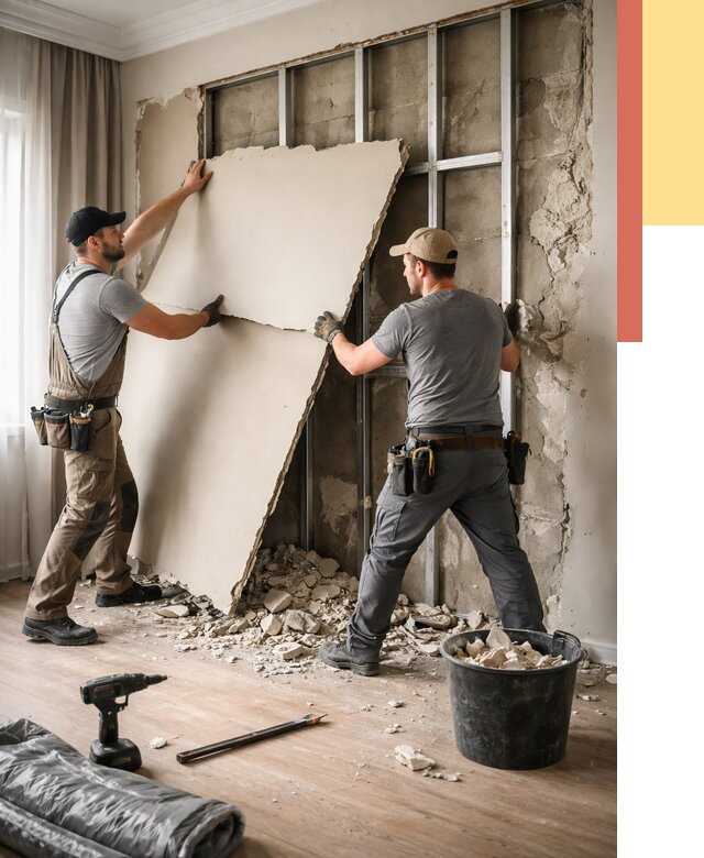 Демонтаж гипсокартона со стен в Мценске от 354 руб. — услуги демонтажа | ОТДЕЛОЧНИК-Мцн