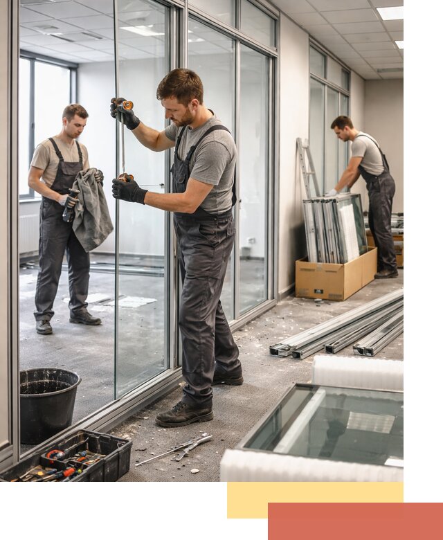 Демонтаж стеклянных перегородок в Мценске быстро и безопасно