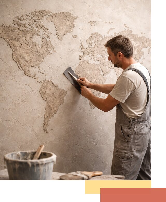 Декоративная штукатурка «Карта мира» под ключ в Мценске