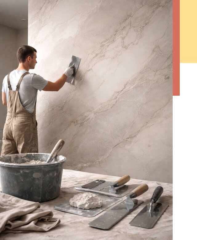 Декоративная штукатурка под мрамор в Мценске от 2836 руб./м² — быстро и недорого | ОТДЕЛОЧНИК-Мцн