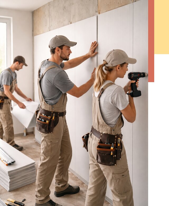 Монтаж ПВХ панелей на стены в Мценске от 456 руб/м2 — быстро и недорого | ОТДЕЛОЧНИК-Мцн