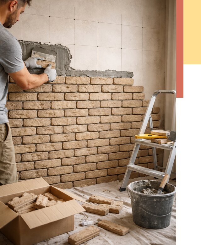 Монтаж декоративного кирпича в Мценске от 3241 руб./м² — быстро и недорого | ОТДЕЛОЧНИК-Мцн