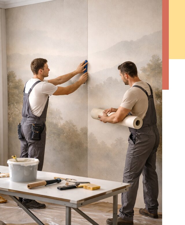 Поклейка фотообоев в Мценске от 8608 руб/м² — быстро и недорого | ОТДЕЛОЧНИК-Мцн