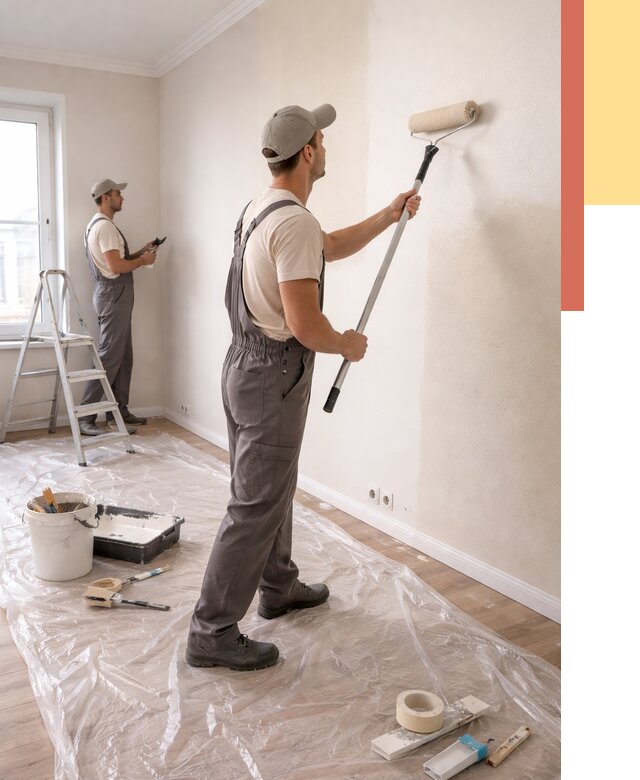 Покраска стен акриловой краской в Мценске от 3544 руб./м² — быстро и недорого | ОТДЕЛОЧНИК-Мцн