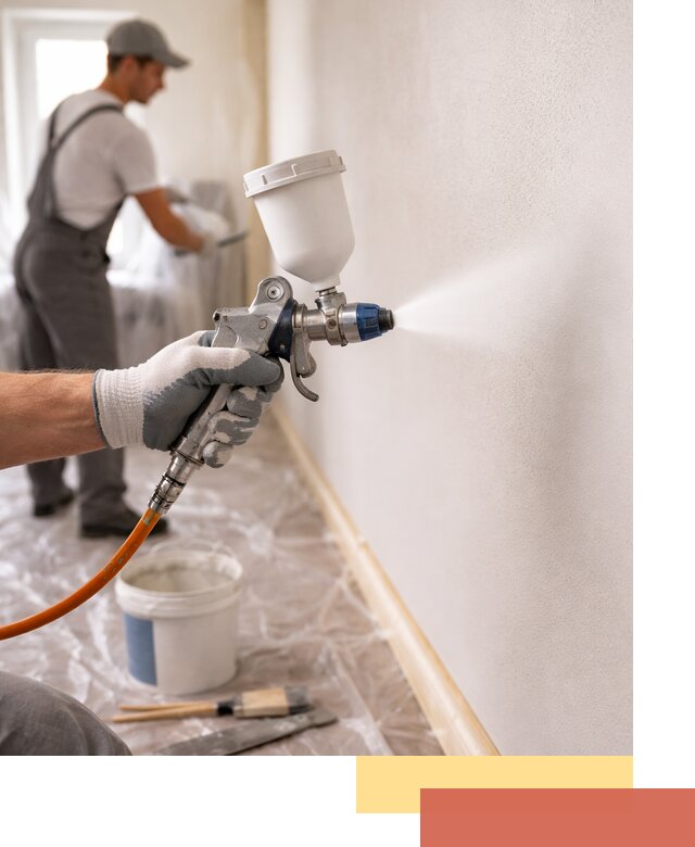 Покраска стен краскопультом в Мценске быстро и качественно