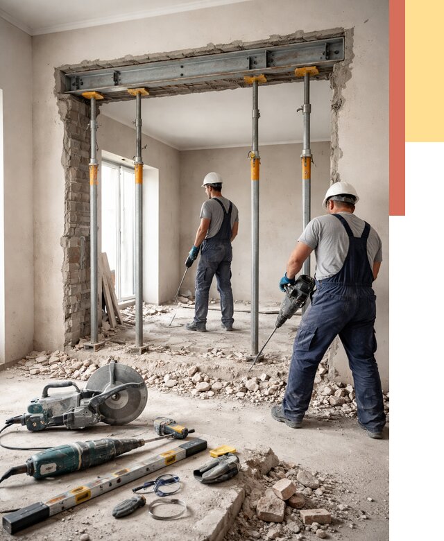 Прорезка проема в стене в Мценске от 4557 руб. — быстро и недорого | ОТДЕЛОЧНИК-Мцн