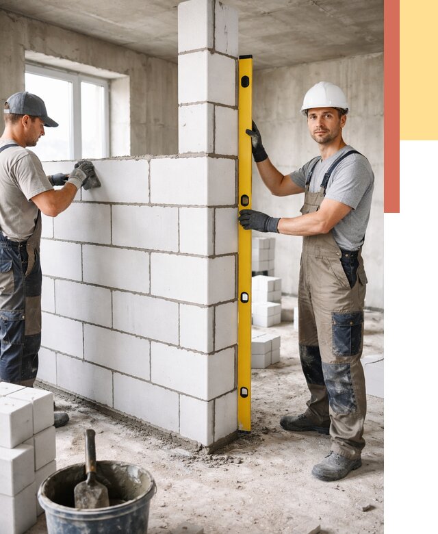 Кладка перегородок из пеноблока в Мценске от 1823 руб. под ключ | ОТДЕЛОЧНИК-Мцн