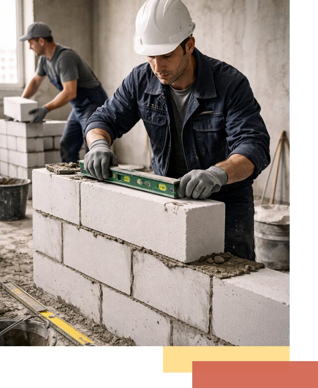 Кладка перегородок из пеноблока под ключ в Мценске