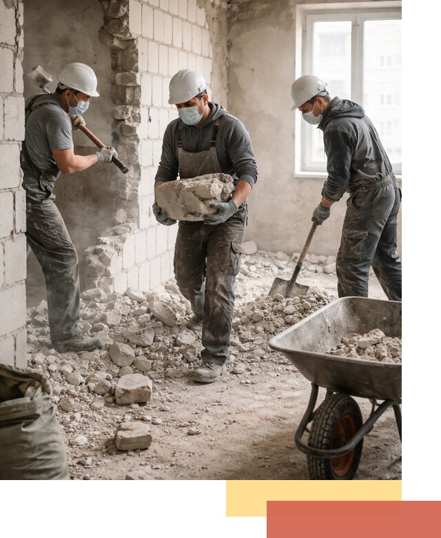 Демонтаж блочных перегородок в Мценске быстро и аккуратно