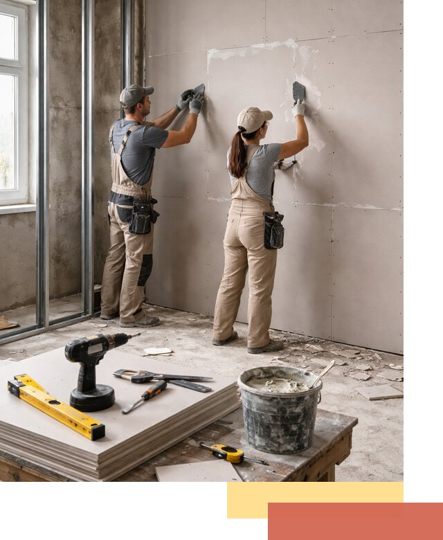 Монтаж двухслойной перегородки из гипсокартона в Мценске