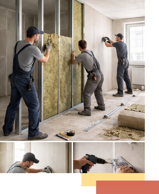 Перегородка из гипсокартона с шумоизоляцией в Мценске — монтаж под ключ