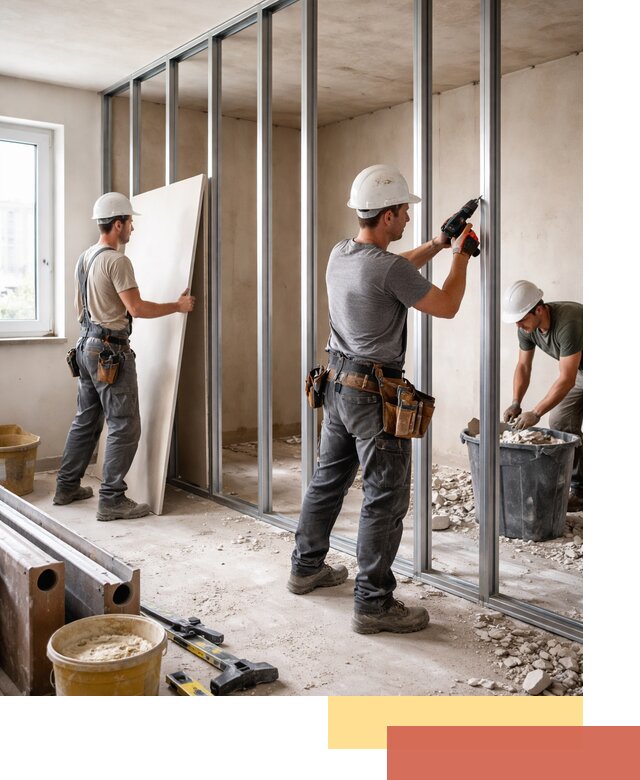 Перенос гипсокартонной перегородки в Мценске профессионально и быстро