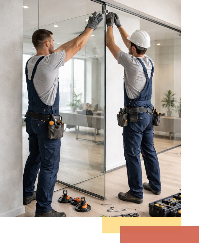 Безрамные стеклянные перегородки под ключ в Мценске