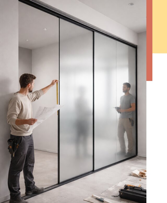 Матовые стеклянные перегородки в Мценске от 8608 руб. — монтаж и установка | ОТДЕЛОЧНИК-Мцн