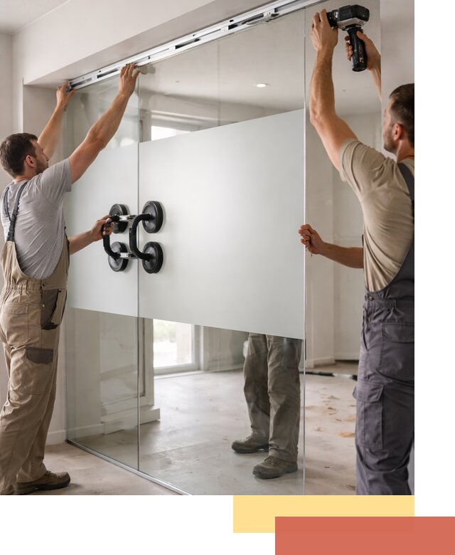 Матовые стеклянные перегородки под ключ в Мценске