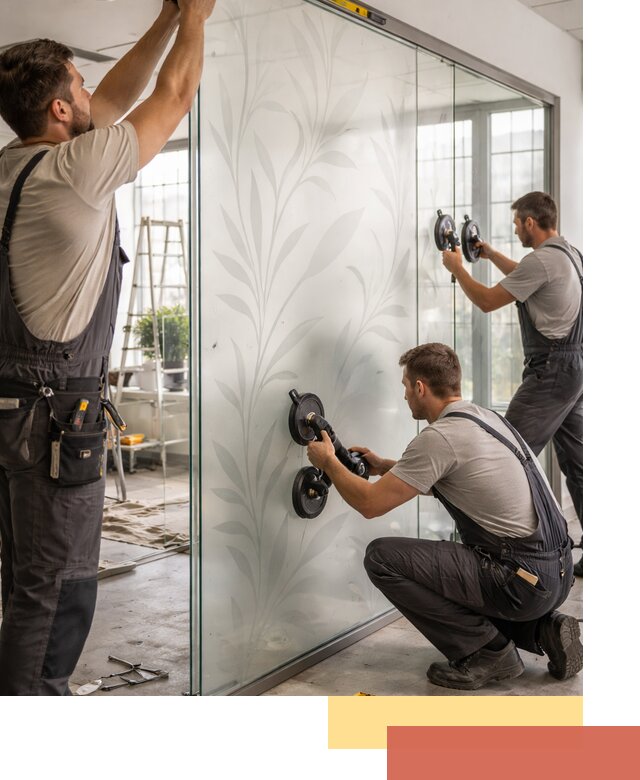 Стеклянные перегородки с рисунком на заказ в Мценске