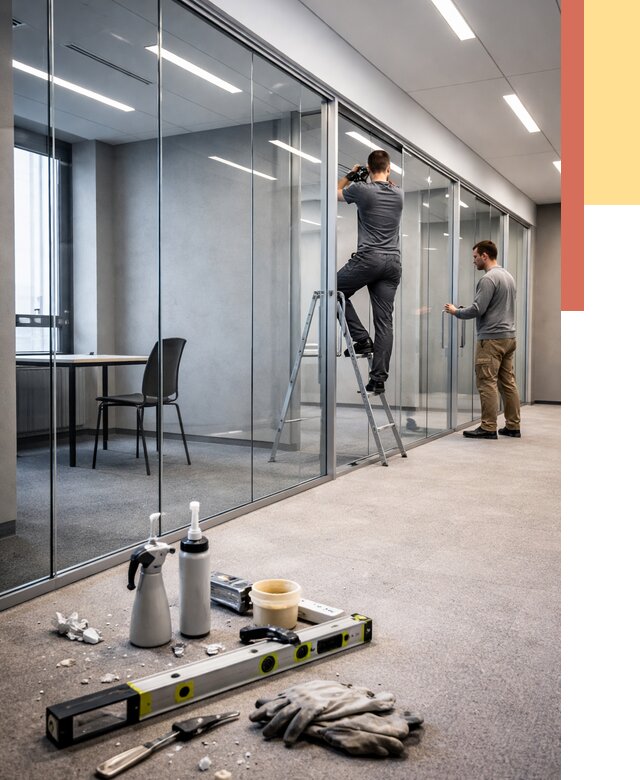 Стеклянные офисные перегородки в Мценске от 8608 руб. — монтаж и установка | ОТДЕЛОЧНИК-Мцн