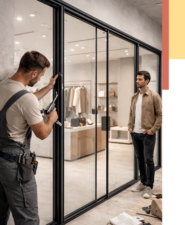 Стеклянные перегородки для магазинов в Мценске от 8304 руб. под ключ | ОТДЕЛОЧНИК-Мцн