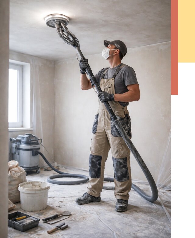 Шлифовка потолка в Мценске от 3544 руб. — услуги шлифования потолка | ОТДЕЛОЧНИК-Мцн