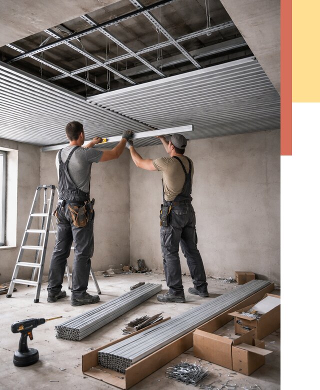 Монтаж реечного потолка в Мценске от 4557 руб. под ключ | ОТДЕЛОЧНИК-Мцн