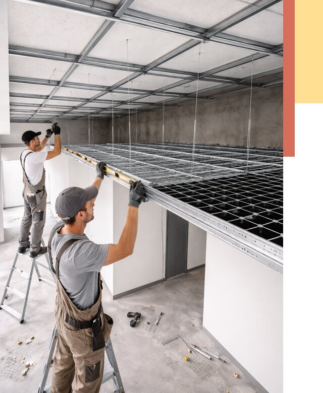 Монтаж потолка грильято в Мценске от 456 руб./м² — быстрая сборка под ключ | ОТДЕЛОЧНИК-Мцн