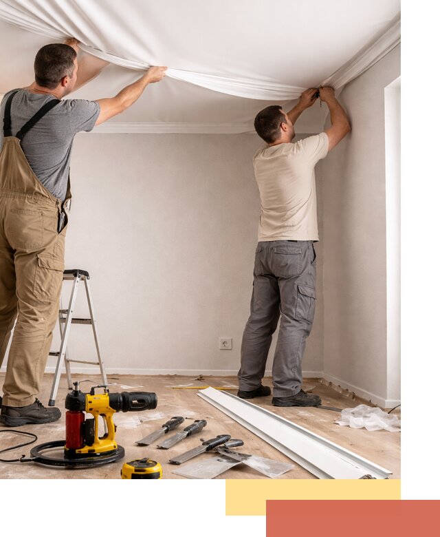 Монтаж ПВХ натяжного потолка в Мценске качественно и быстро