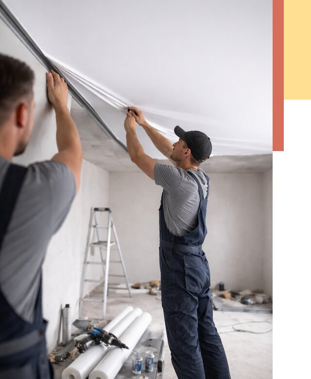 Монтаж матового натяжного потолка в Мценске от 4557 руб./м² — быстро и недорого | ОТДЕЛОЧНИК-Мцн