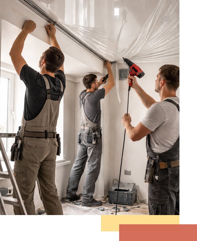 Монтаж глянцевого натяжного потолка в Мценске быстро и качественно