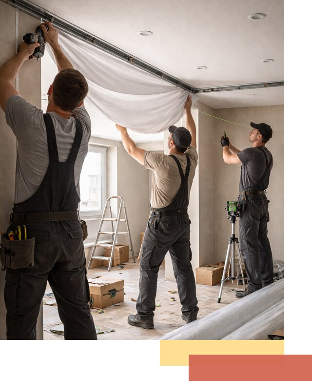 Монтаж парящего натяжного потолка под ключ в Мценске