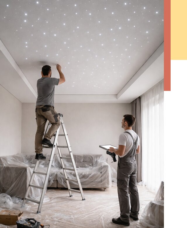 Монтаж натяжного потолка «звездное небо» в Мценске от 6583 руб. | ОТДЕЛОЧНИК-Мцн