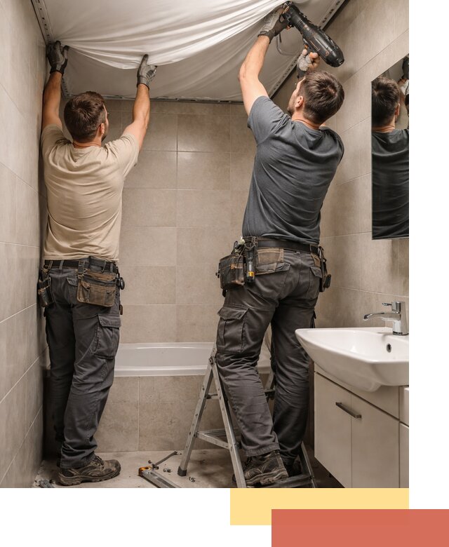 Монтаж натяжного потолка в ванной в Мценске быстро и качественно