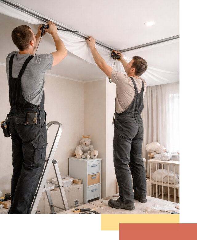 Монтаж натяжного потолка в детской комнате в Мценске