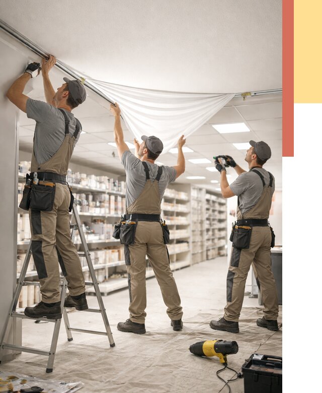 Монтаж натяжного потолка в магазине в Мценске от 4557 руб. быстро и недорого | ОТДЕЛОЧНИК-Мцн
