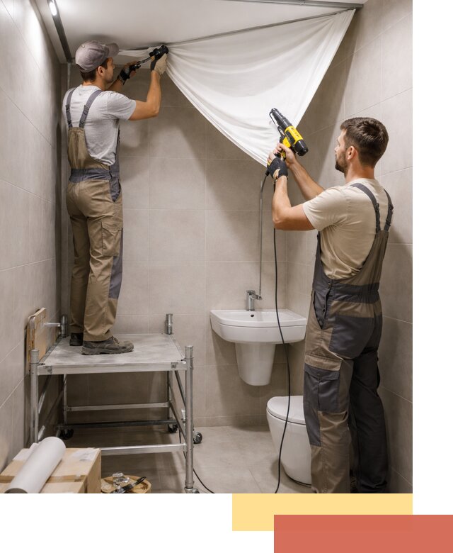 Монтаж натяжного потолка в санузле в Мценске