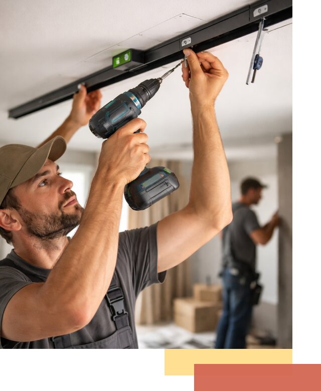 Установка трековых светильников в натяжной потолок в Мценске