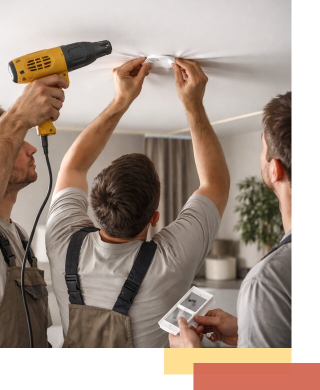 Ремонт прокола полотна натяжного потолка в Мценске