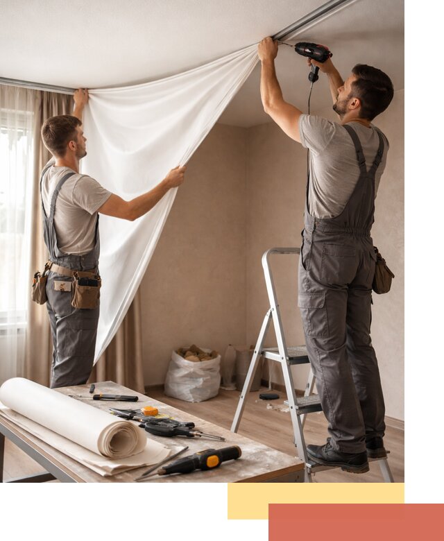 Замена полотна натяжного потолка в Мценске быстро и качественно