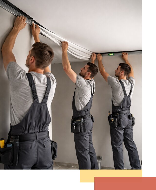 Теневые натяжные потолки в Мценске: монтаж и отделка быстро и качественно