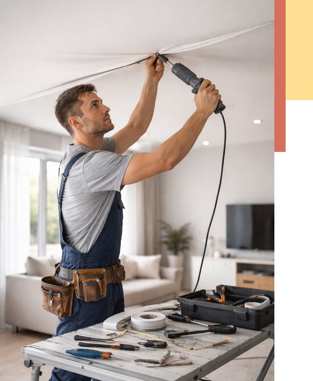 Ремонт натяжных потолков в Мценске от 9621 руб. под ключ — ОТДЕЛОЧНИК-Мцн