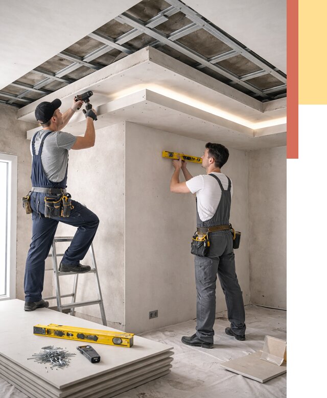 Двухуровневый потолок из гипсокартона в Мценске от 1468 руб. под ключ | ОТДЕЛОЧНИК-Мцн