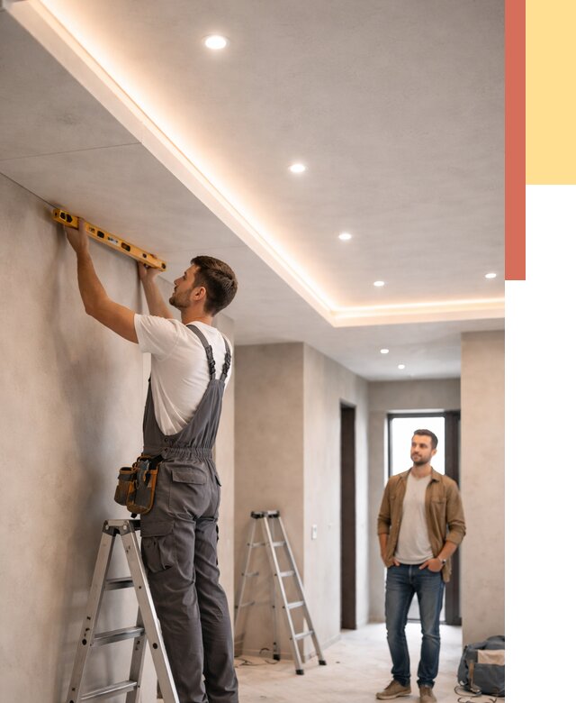 Потолок из гипсокартона с подсветкой в Мценске от 760 руб./м2 под ключ | ОТДЕЛОЧНИК-Мцн