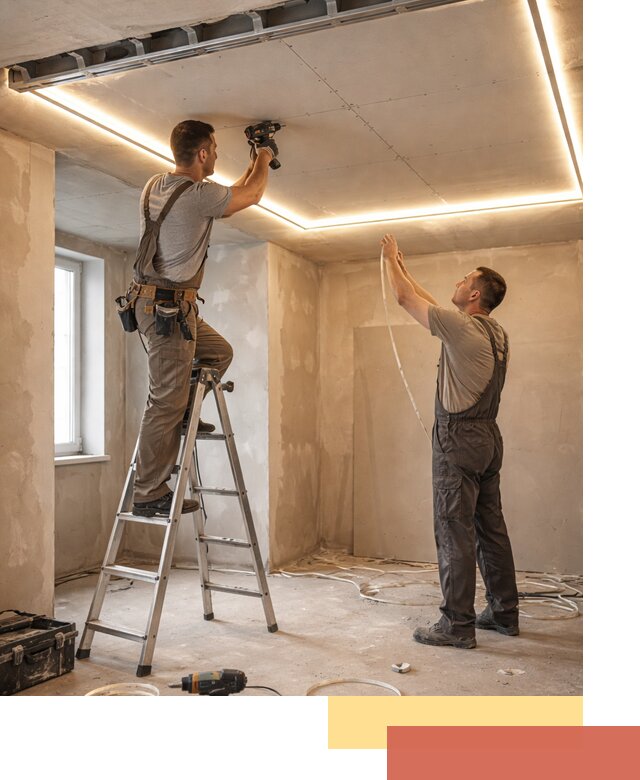 Потолок из гипсокартона с подсветкой в Мценске