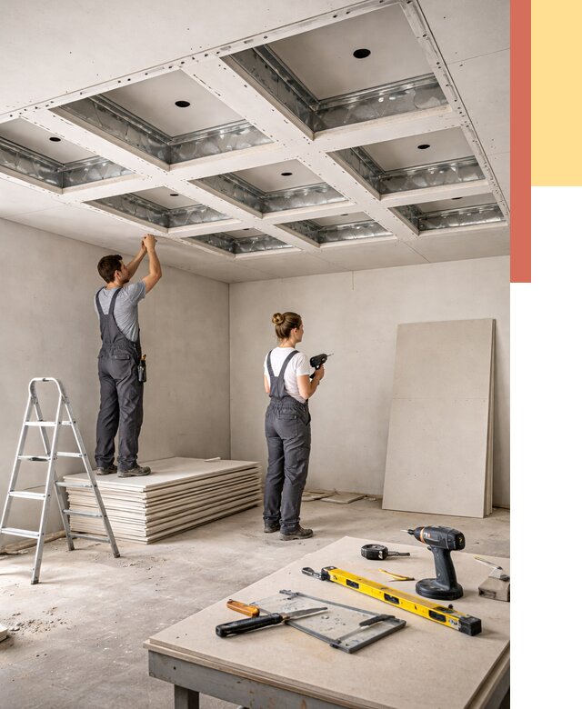 Кессонный потолок из гипсокартона в Мценске от 1873 руб. — монтаж и под ключ | ОТДЕЛОЧНИК-Мцн