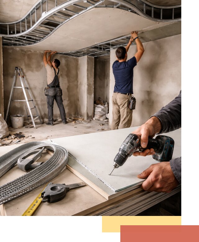 Криволинейный потолок из гипсокартона в Мценске — монтаж и отделка