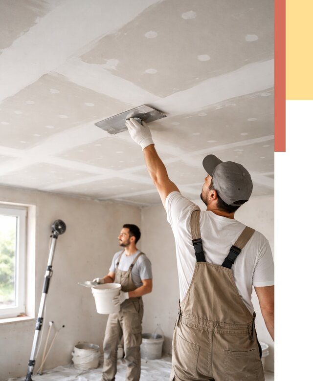 Шпаклевка потолка из гипсокартона в Мценске от 3241 руб./м2 — услуги под ключ | ОТДЕЛОЧНИК-Мцн